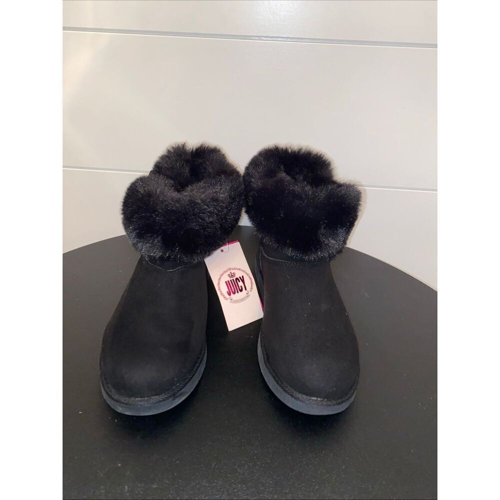Juicy Couture Y2K Black Faux Fur Winter Boots Women’s Size 6